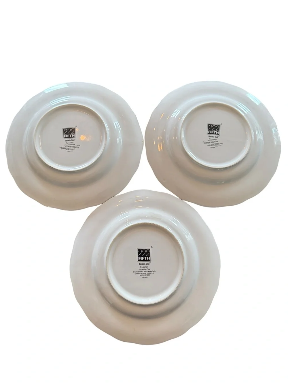 222 Fifth Marbella Skull Dinner Plates Set of 3 Gothic Floral Halloween 10.5”